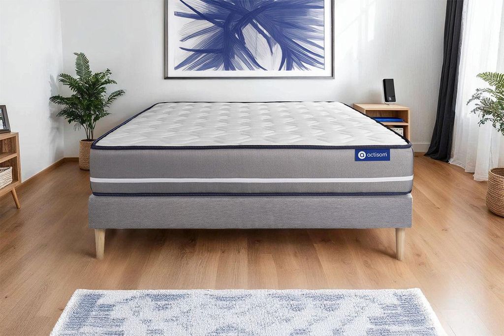 Actilatex pur matratze 140x210cm + Bettgestell mit lattenrost - Dicke : 20cm - Latex und Memory-Schaum - H4