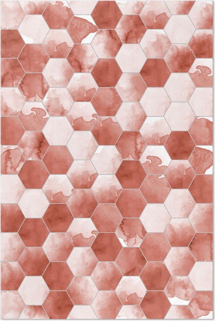 Aquarell Hexagonie – Vinylteppich – 80x120 cm – Indoor Teppich – Flur – Pflegeleicht – Modern