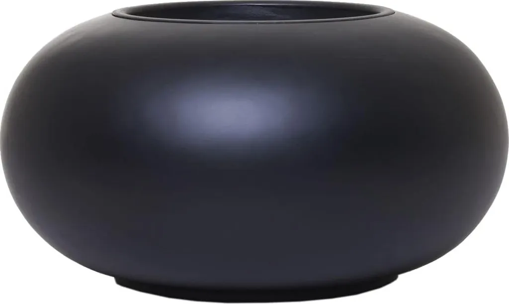 Cache-pot design rond en fibre de verre VIGLIA noir mat 54x27 cm
