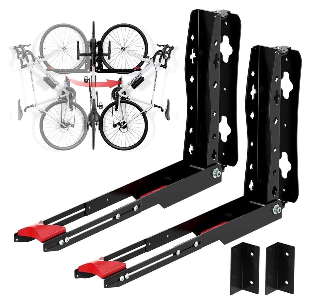 2er-Set Wandhalterung für Fahrräder, schwenkbar, platzsparender Ständer für die Garage, einfaches Ein- und Aushängen, bis zu 40 kg belastbar