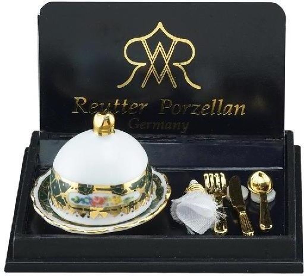 Dinner for one irisch Miniatur Set 1:12 aus Porzellan