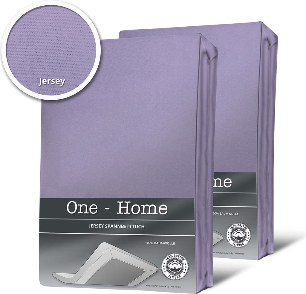 2er Set Jersey Spannbettlaken Spannbetttuch Baumwolle Topper Boxspringbett laken, Größe:60x120 cm - 70x140 cm Baby, Farbe:Flieder