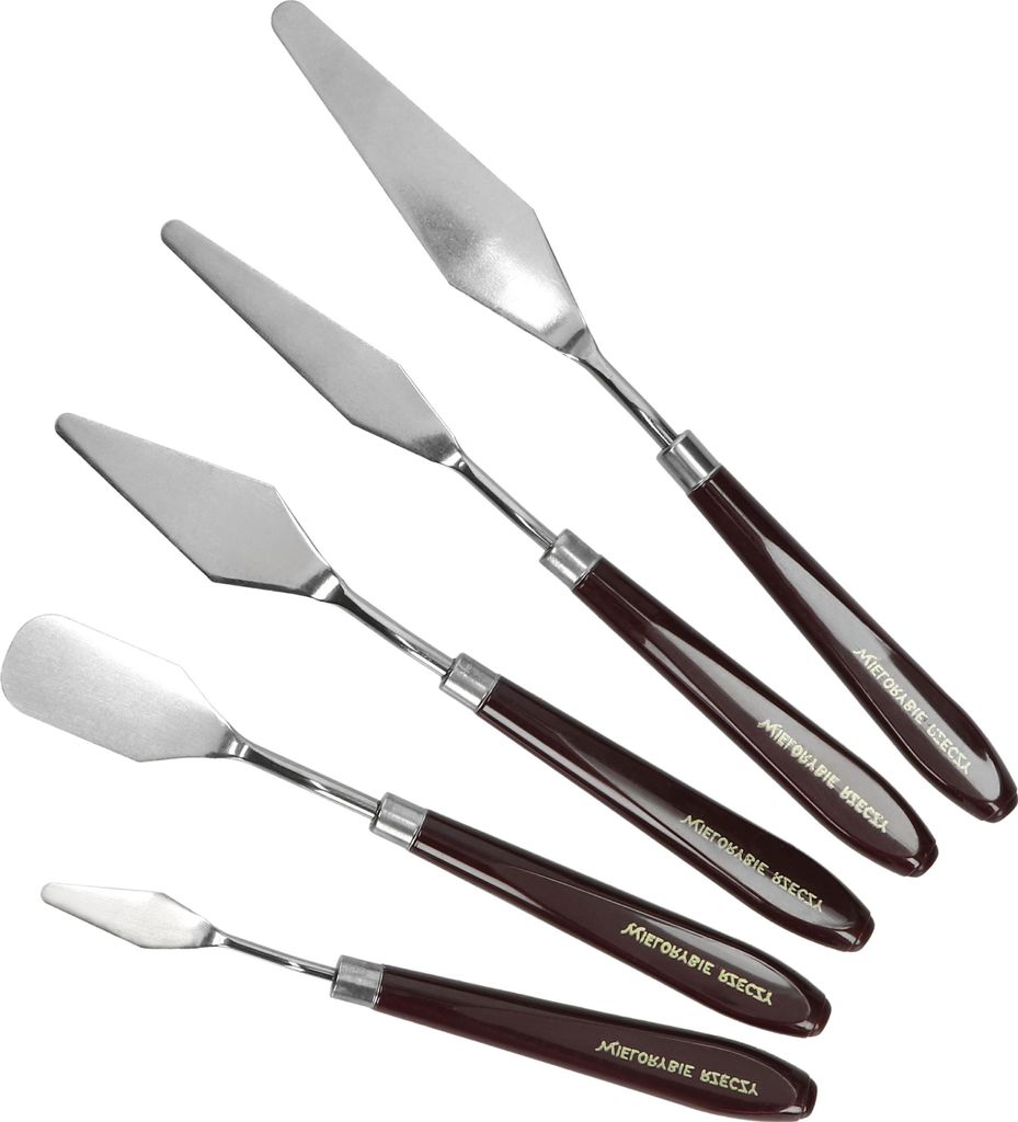 Set aus 5 Malspachteln – flexible Malmesser und Spatel für Acrylfarben, Ölfarben und Strukturpasten – Kunststoff- und Metallspachtel zum Mischen