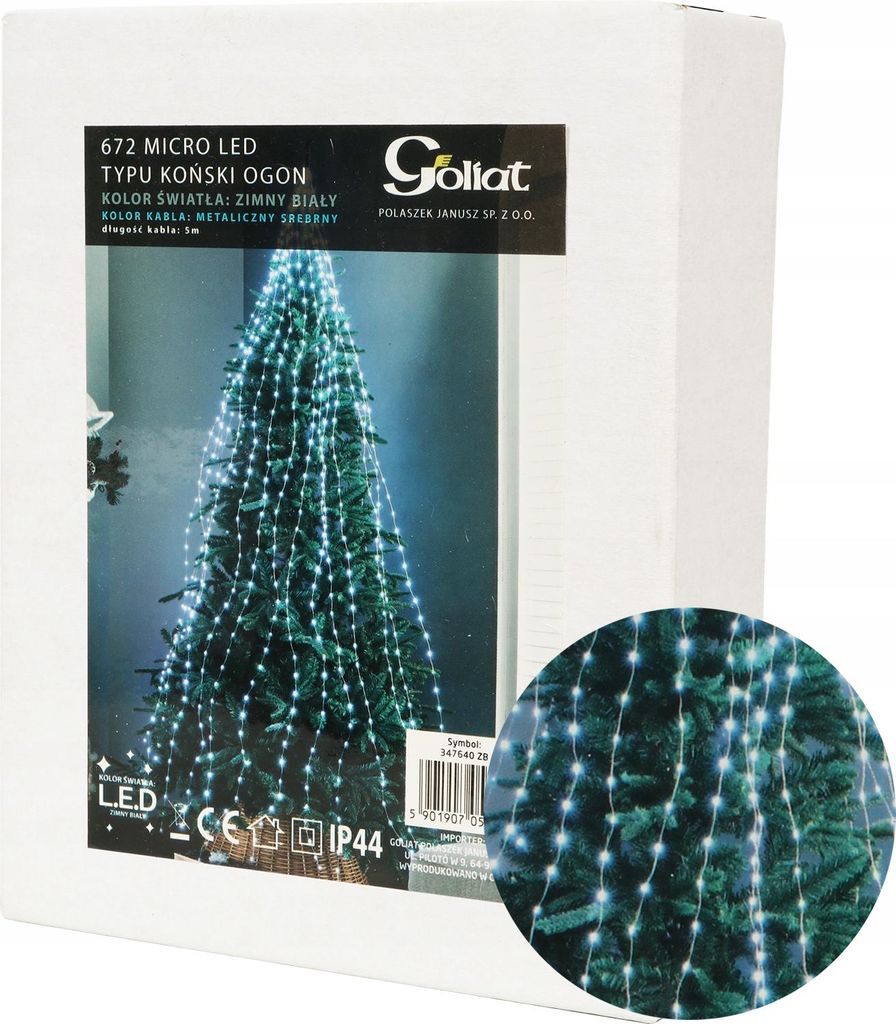 Pony Tail Weihnachtsbaum Lichter 672 Led Kaltweiss, 5M Kabel 16 Stränge Ip44