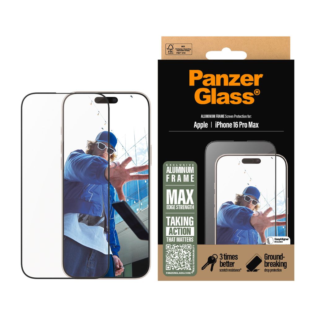 PanzerGlass Aluminum Frame iPhone 16 Pro Max UWF Produktbild 