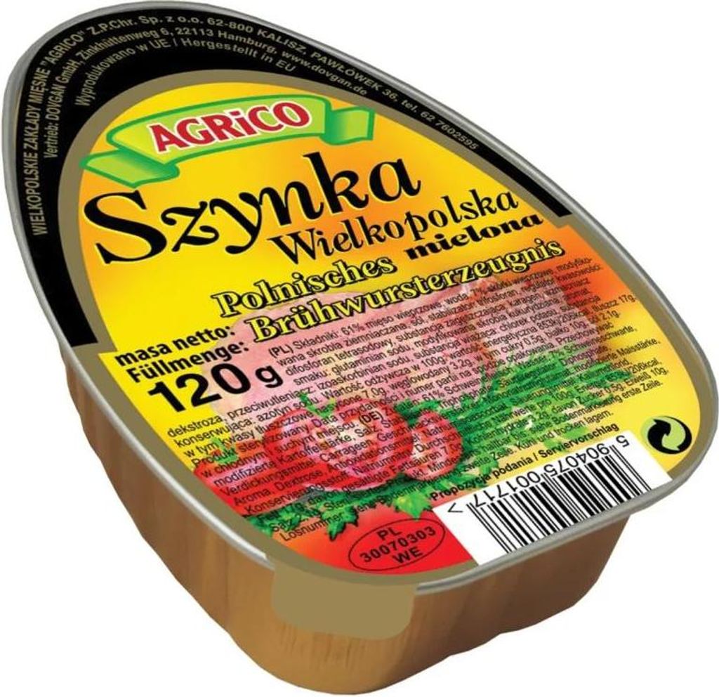 Agrico "Szynka wielkopolska" Polnisches Brühwursterzeugnis Produktbild 