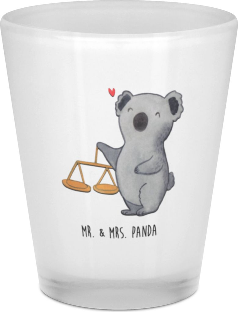 Mr. & Mrs. Panda Stamperl Waage Astrologie - Transparent - Geschenk, Sternzeichen, Schnapsglas, Mini Glas, Geburtstagsgeschenk, Pinnchen, Likörgla...
