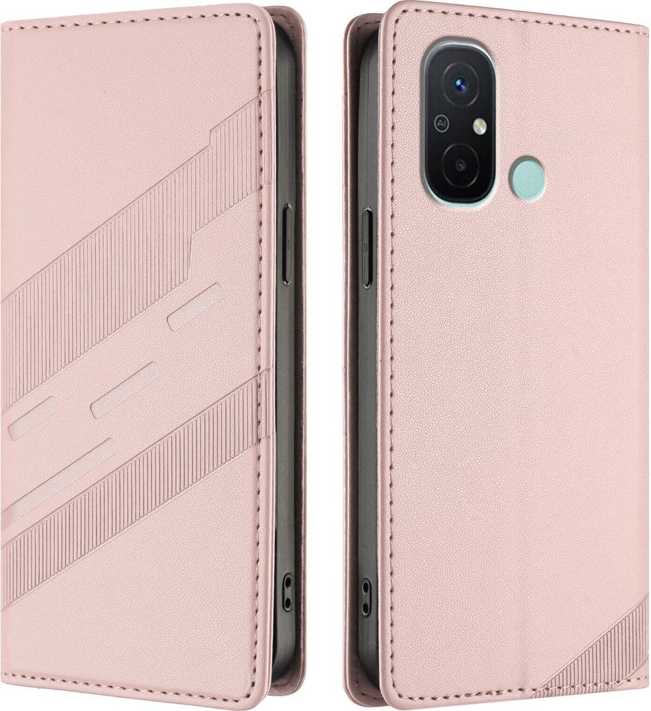Hülle für Xiaomi Redmi 12C/Redmi 11A/Poco C55, Kunstleder Brieftaschen Handyhülle mit Kartenfach und Standfunktion Pink