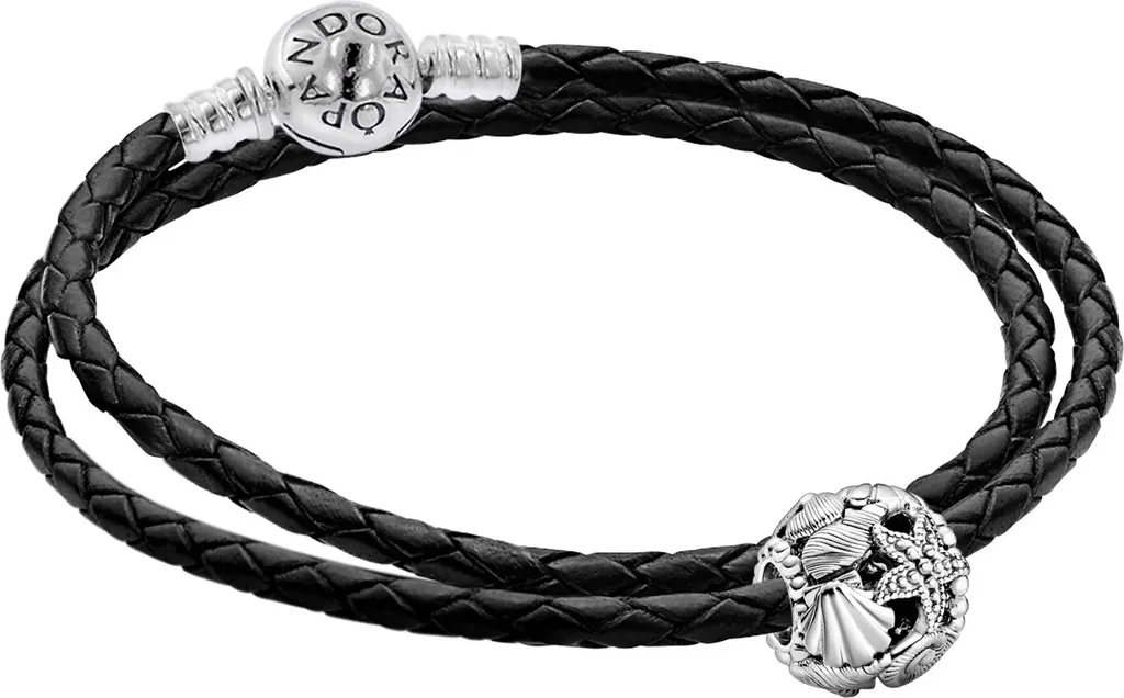 Bracelet Femme en Cuir Tressé et Charms Thème Marin Pandora 41 cm