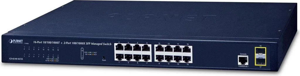PLANET Switch Manageable 16 Ports Gigabit Ethernet L2 pour Réseau Pro