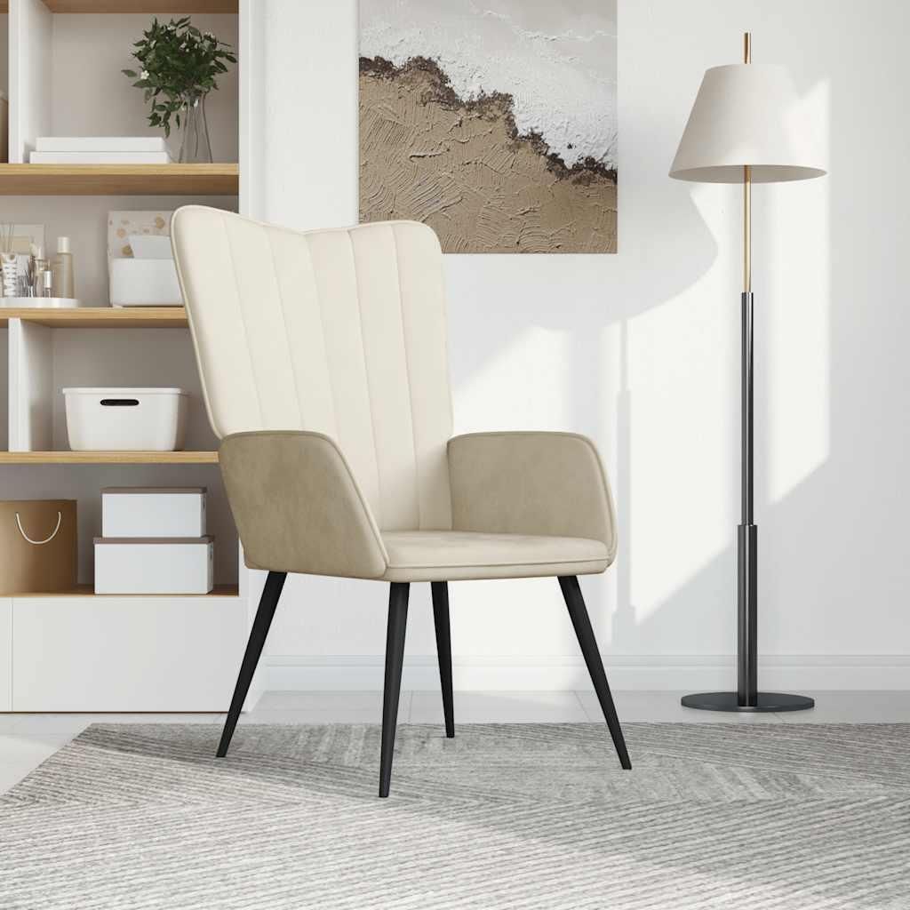 Möbel Relaxsessel Cremeweiß Samt - Fernseh- & Relaxsessel 327686