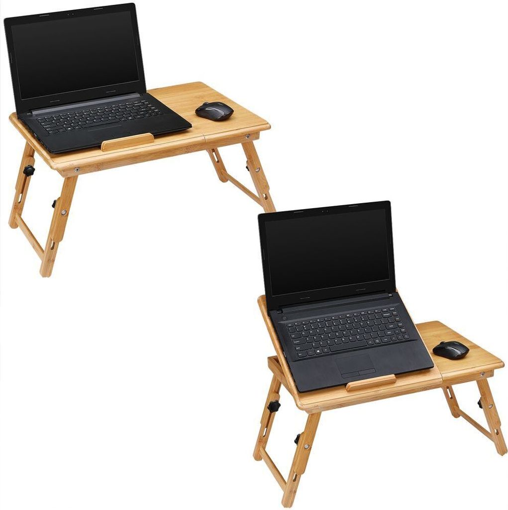 CASARIA® Laptoptisch Bambus Höhenverstellbar mit Schublade Produktbild 9