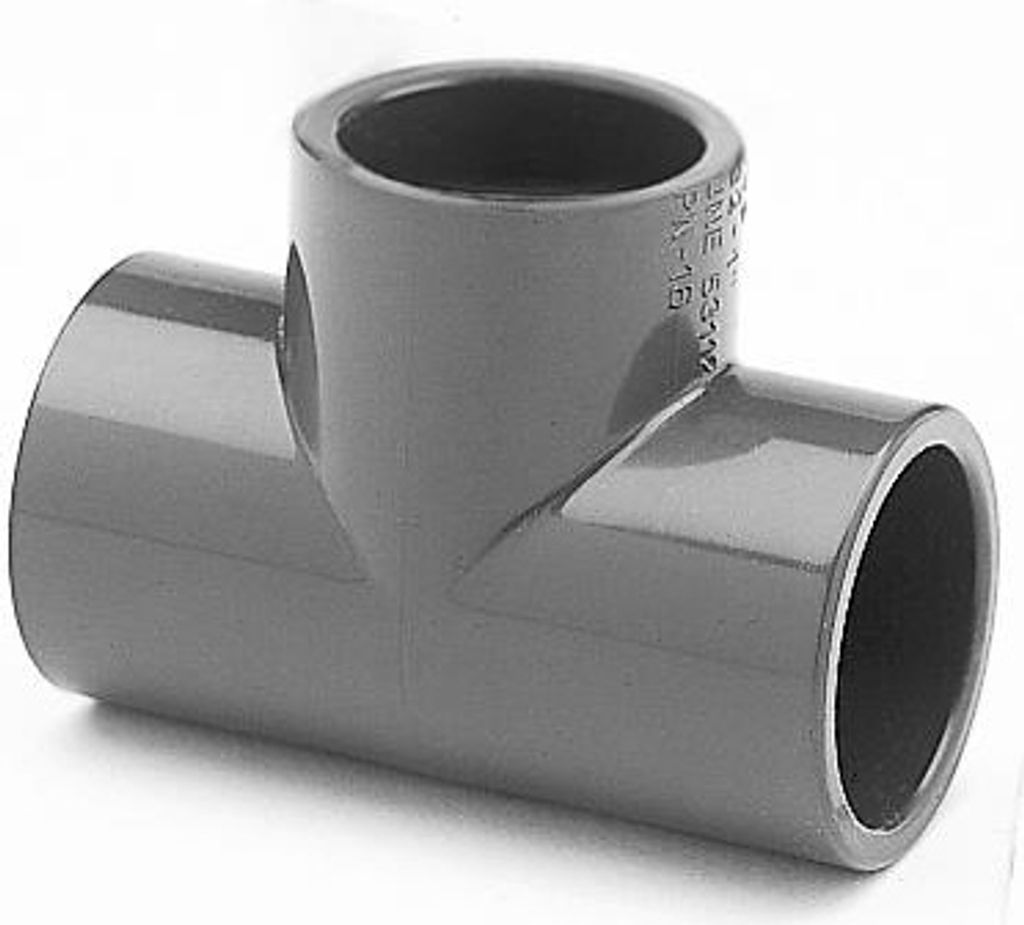 PVC T-Stück 90° | Ø 50 mm | Klebemuffe | PN16 | Grau