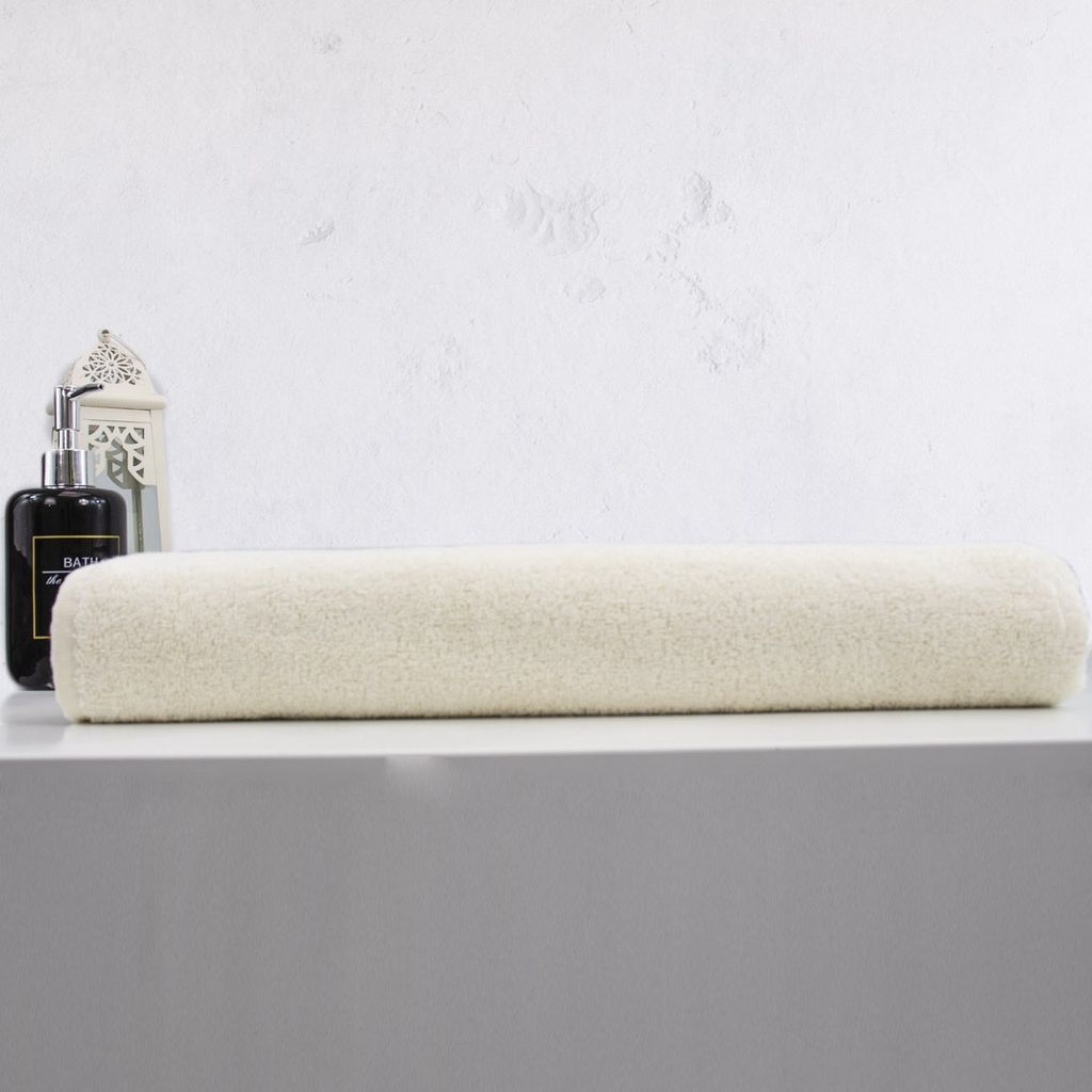 Badetuch/Strandtuch 100 x 180 cm, gekämmte Baumwolle, 500 g/m² - Creme