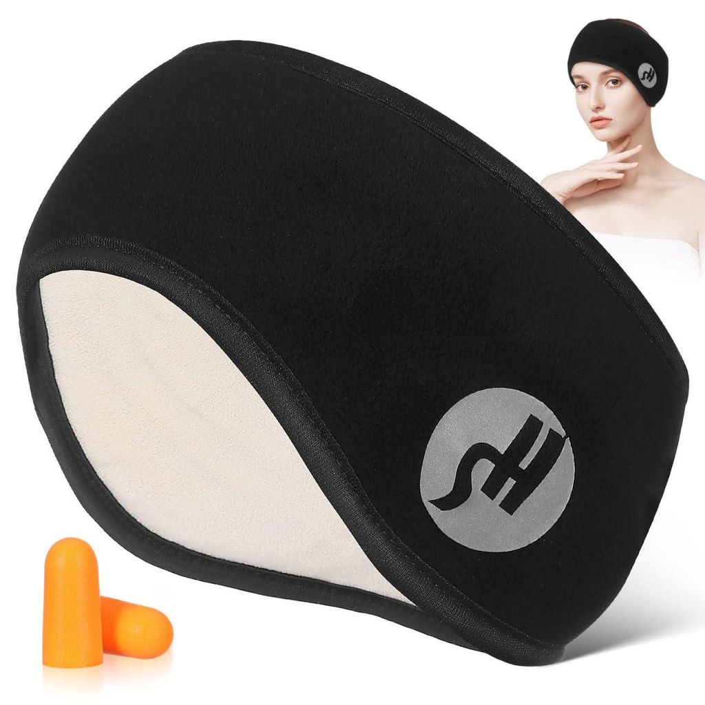 Schlaf-Ohrenschutz mit Stirnband, bequemer Ohrenschutz/Augenmaske zum Schlafen, tragbar für Männer und Frauen, perfekt für Reisen und Outdoor-Ak...