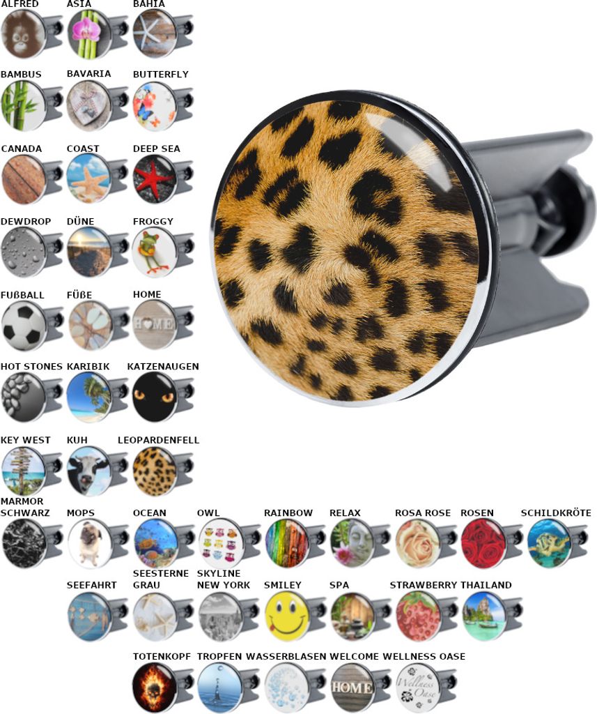 SANILO Waschbeckenstöpsel Leopardenfell Produktbild 