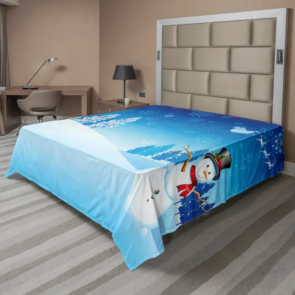 ABAKUHAUS Drap Plat de Noël Bonhomme de Neige et Traîneau 266x260 cm