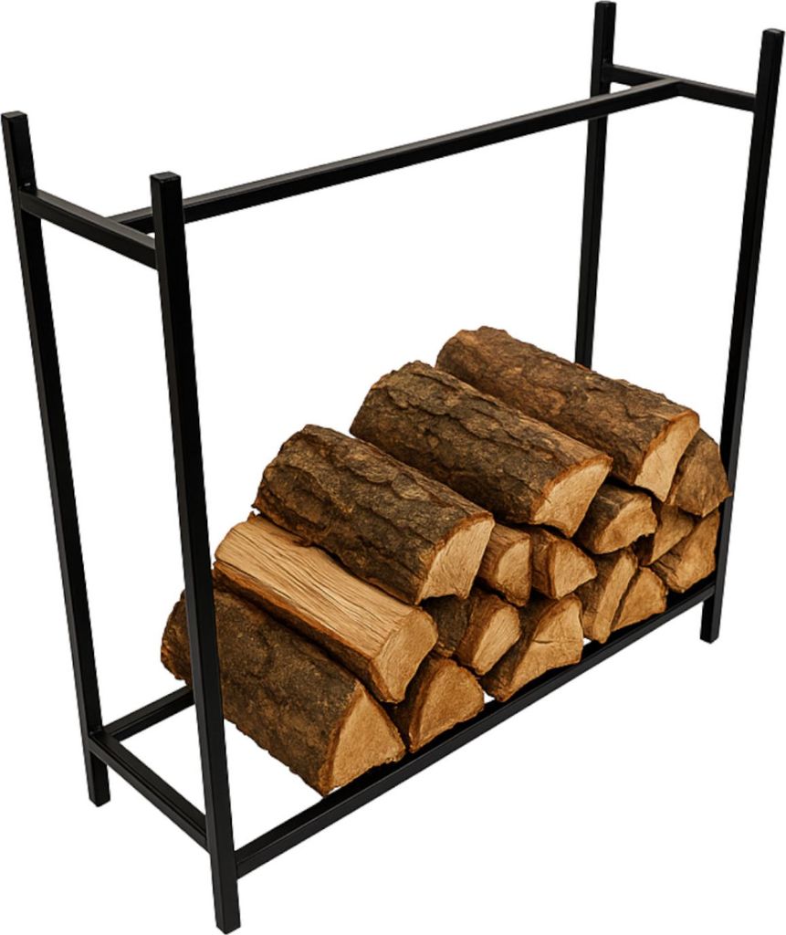 BEGRYF Kaminholzregal Metall Schwarz – Feuerholzrega Holzlager 110cm für Wohnzimmer Terrasse Balkon