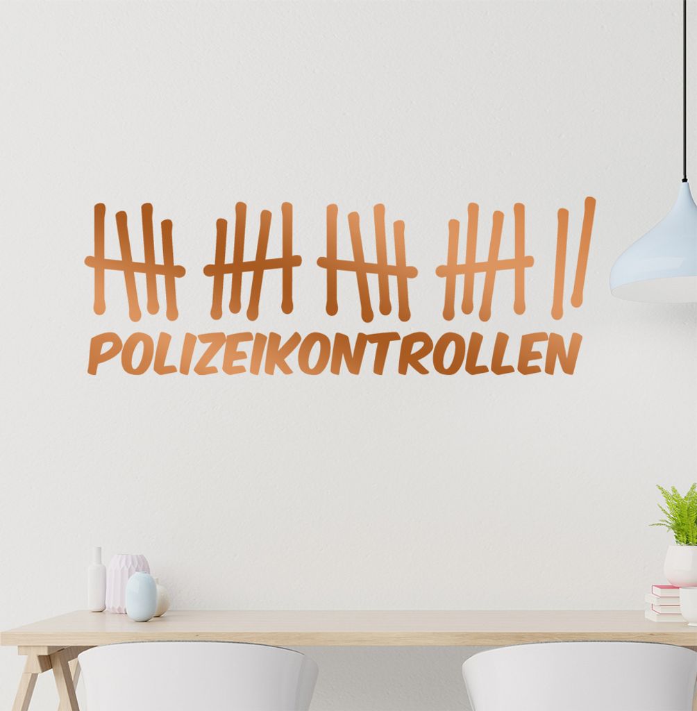 Polizeikontrollen Wandtattoo in 6 Größen - Wandaufkleber Wall Sticker - Dekoration, Küche, Wohnzimmer, Schlafzimmer, Badezimmer