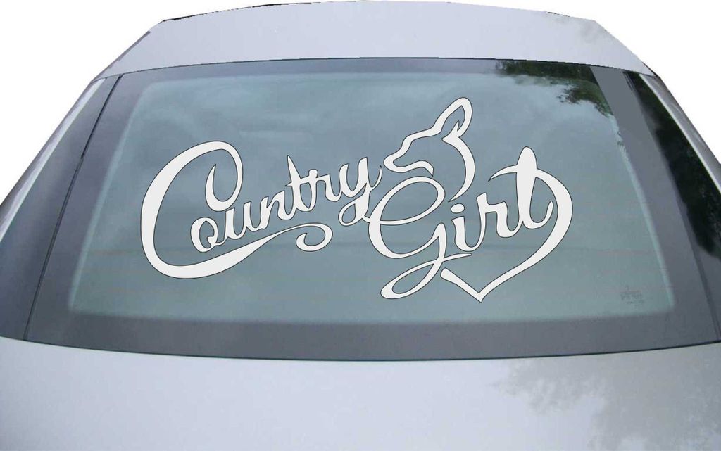 Indigos UG - Aufkleber Heckscheibe & Motorklappe DE6301 - silber - 600x285 mm - Country Girl - Auto Scheiben Fenster Heckklappe Tuning Racing JDM -...