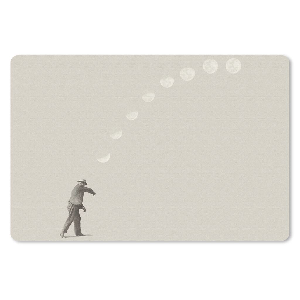 MuchoWow Mauspad Mousepad Jahrgang - Mond - Mensch 27x18 cm - Mousepads - Maus Mat - Pad - Mausunterlage - Büroartikel - Desk Matten