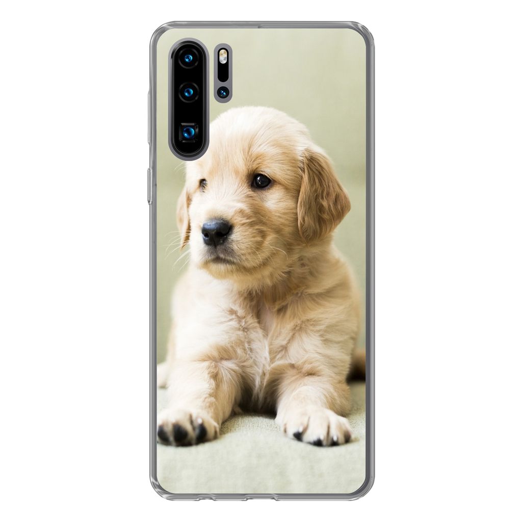 MuchoWow Handyhülle Schutzhülle Hülle für Huawei P30 Pro Golden Retriever Welpe auf dem Sofa liegend Silikon Softcase Handy Hülle - Schutzde...