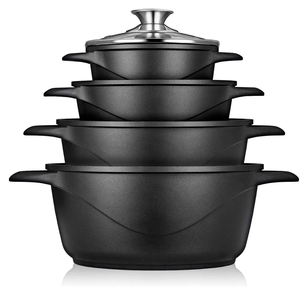 Briebe MGK-12 Set Pentole Induzione 8 Pezzi Alluminio Fuso Nero