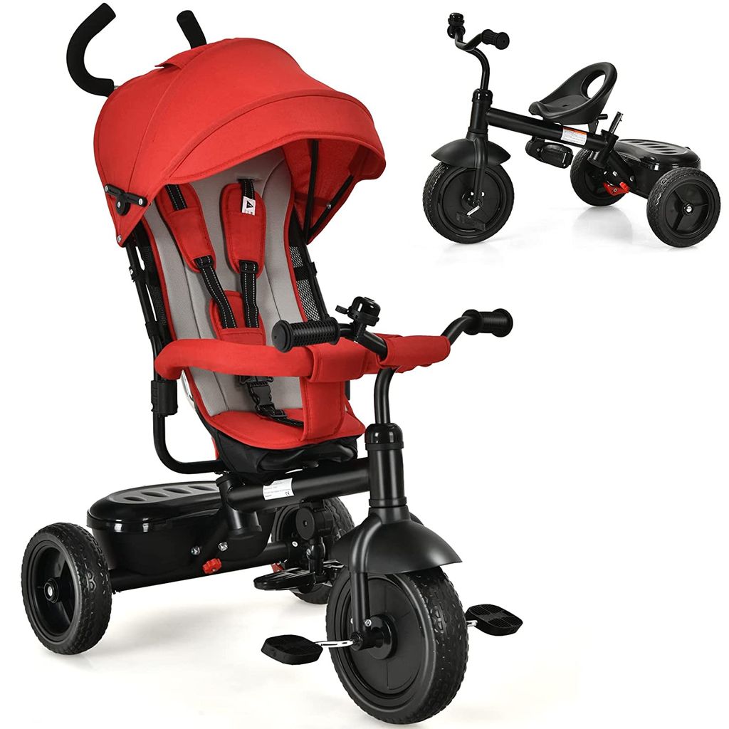 Kinderwagen Dreirad Kinderfahrad für Kinder 1-6 Jahre Schiebstange Grau Joggy 