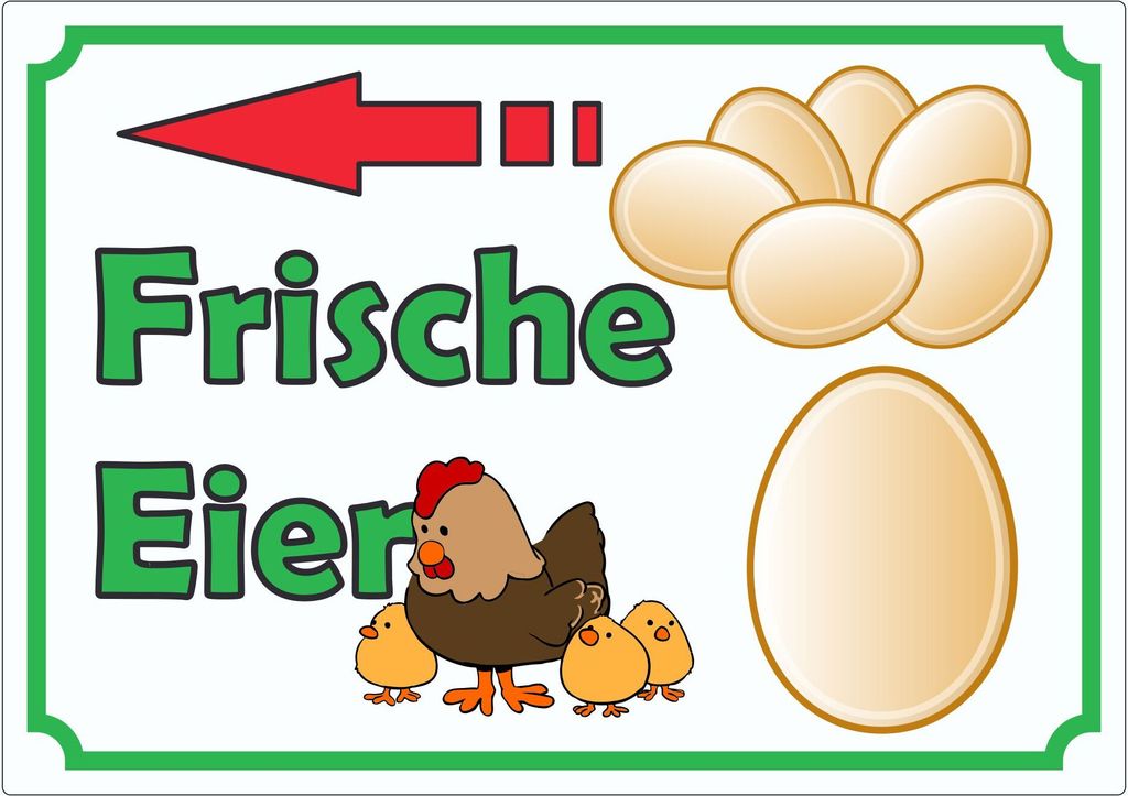 Werbeaufkleber Aufkleber Eier mit Pfeil nach links A9 (37x52mm)