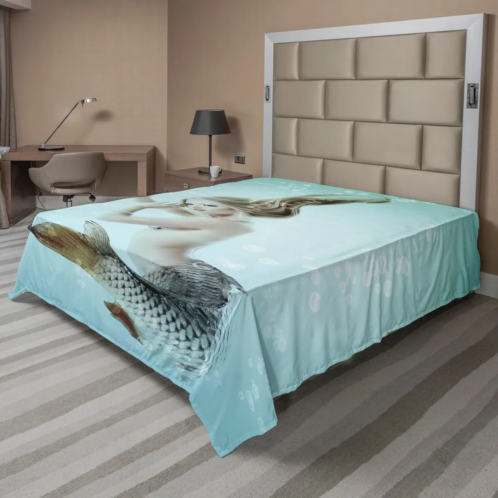ABAKUHAUS Drap Plat Sirène Mythologie 260x228 cm Beige et Marron