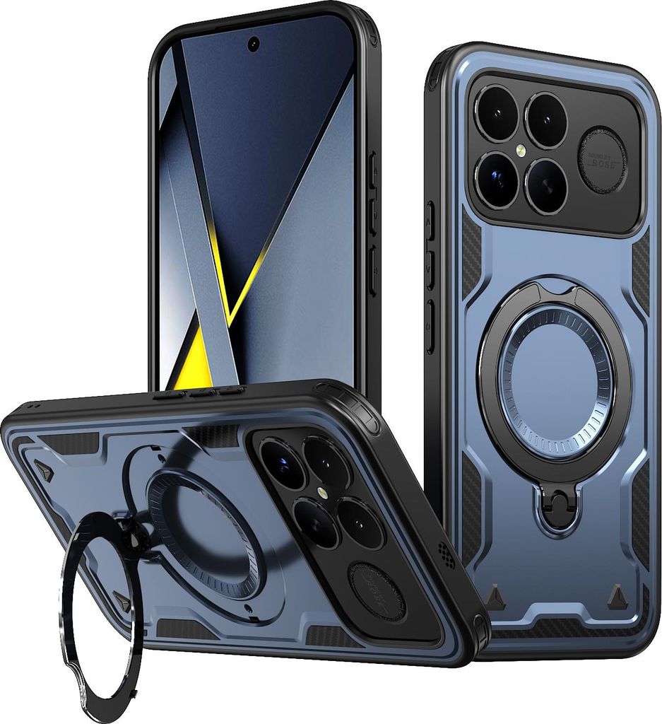 Dual Layer Hülle für Xiaomi Poco F8 Ultra/Redmi K90 Pro Max mit Ring Ständer Magnetisch Stoßfest Handyhülle Blau