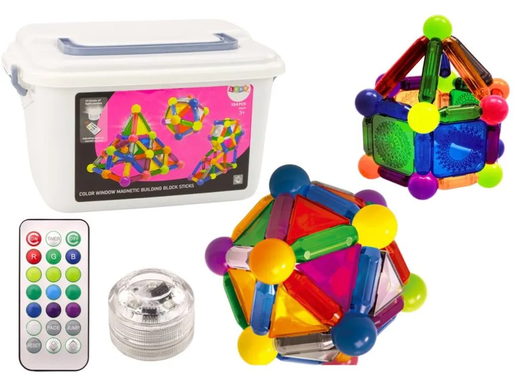 Blocs magnétiques avec éclairage LED coffret 154 pièces créatives enfant