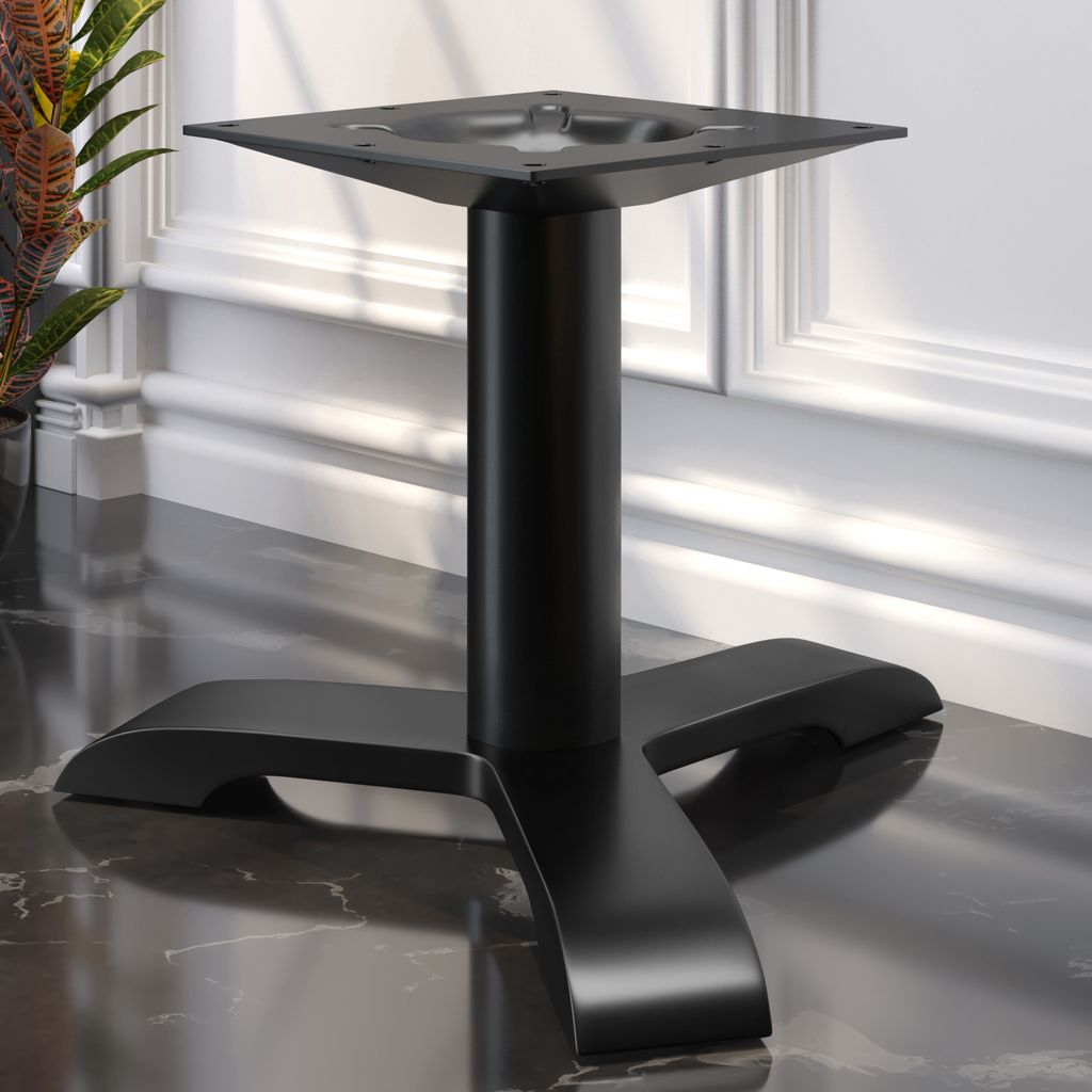 SAN.DIEGO | Bistro Lounge Tischgestell | Schwarz | 3 Fuß: Ø 56 cm | Säule: 7,6 x 46 cm | Tischgestelle Outdoor, Tischgestell Aluminium