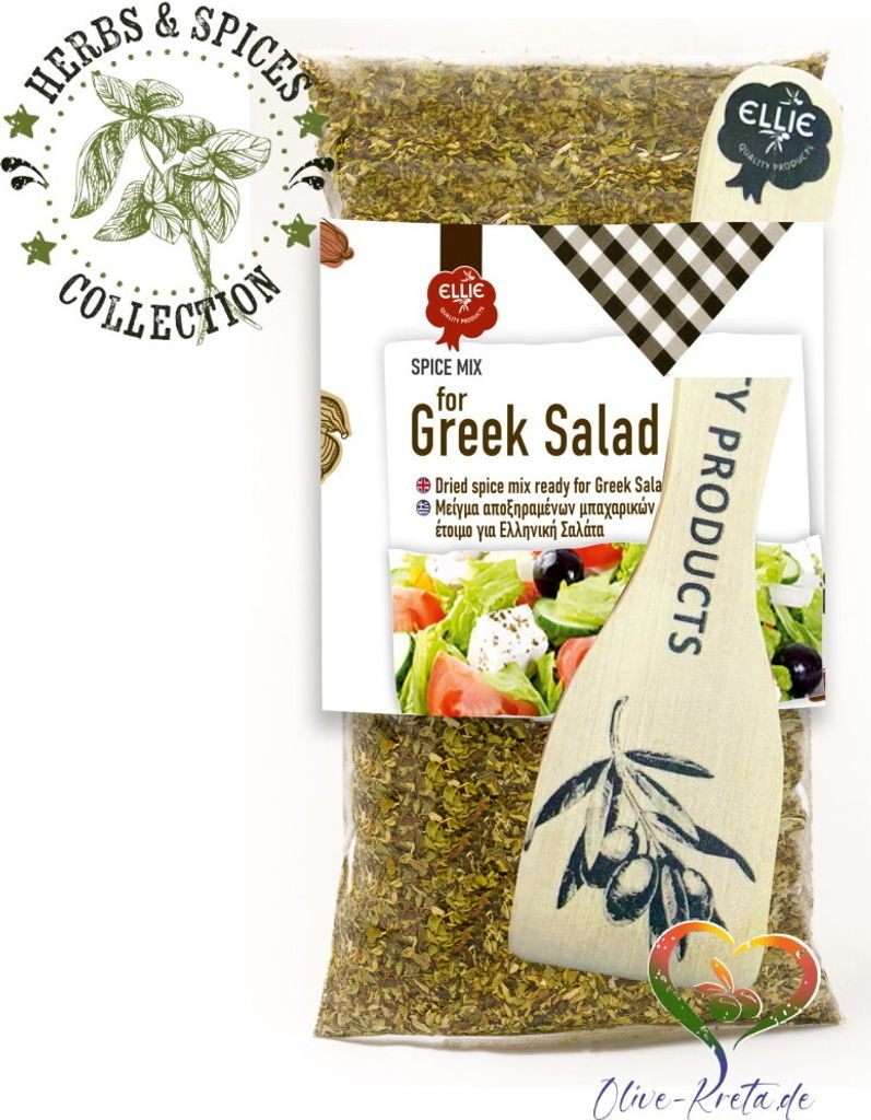 ELLIE 14513 Gewürzmischung für griechischen Salat 100g mit Holzspatel von Kreta