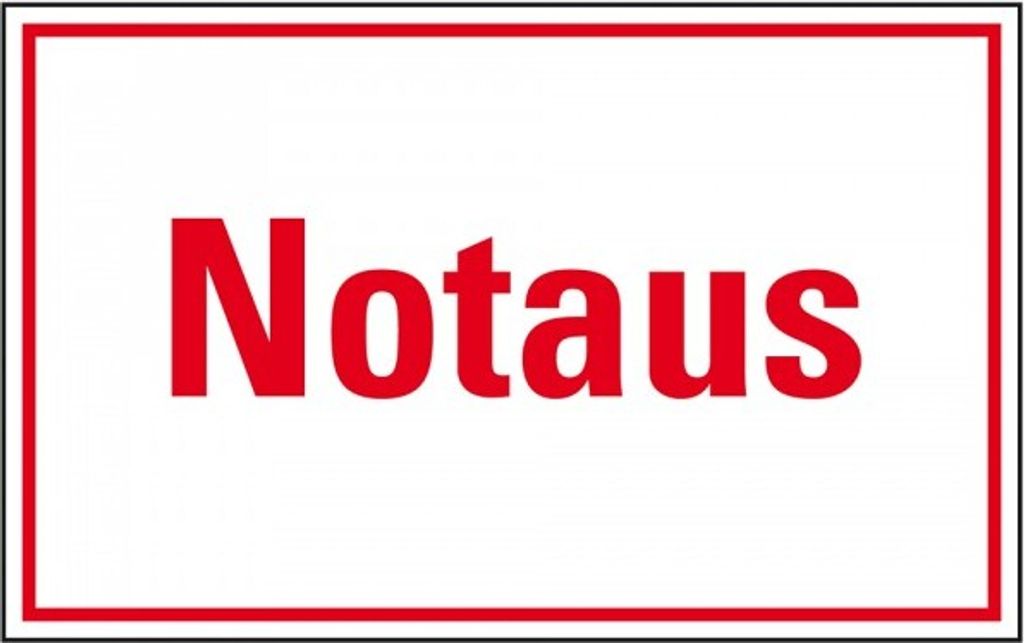 Dreifke Aufkleber I Hinweisschild Notaus, weiß/rot, Folie, selbstklebend, 30...