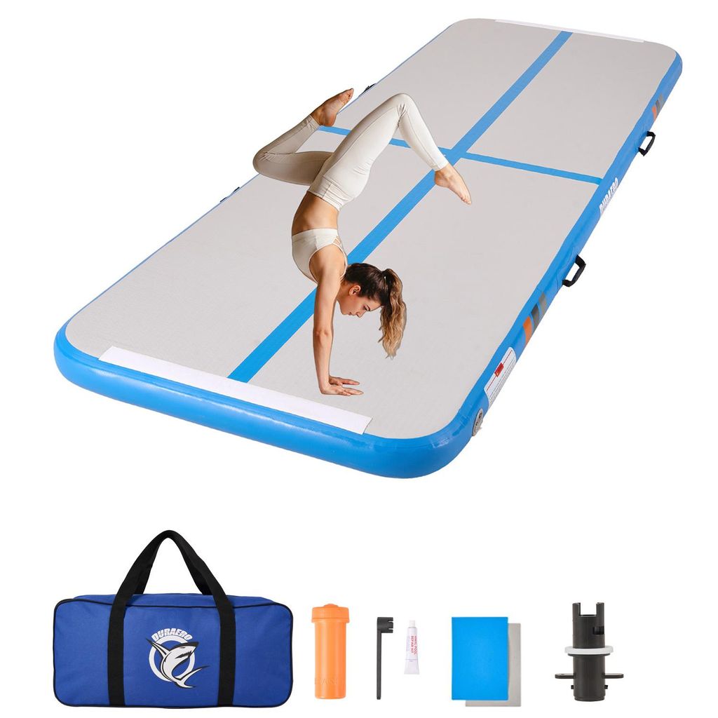 Airtrack Matte Tumbling Matte Gymnastikmatte Trainingsmatte Turnmatte mit Luftpumpe, Tragetasche 400x100x10 CM für Zuhause, Outdoor, Yoga, Fitness,