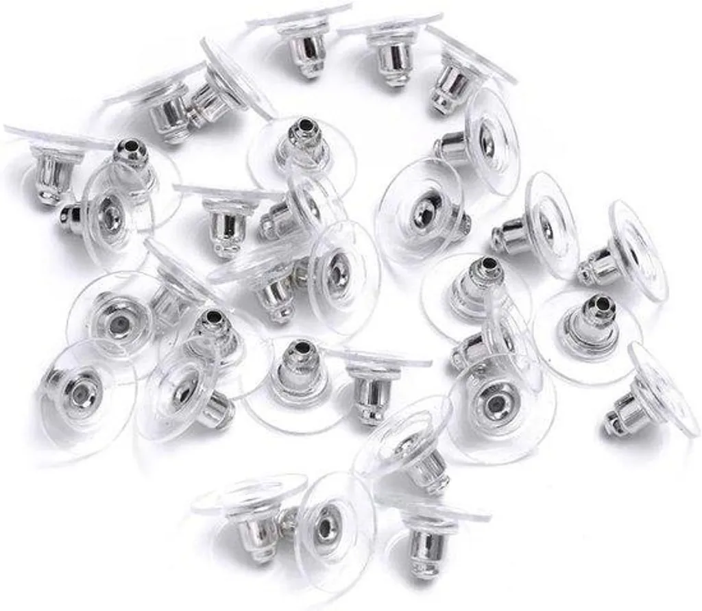 Lot de 100 boucles d'oreilles en plastique transparent hypoallergénique