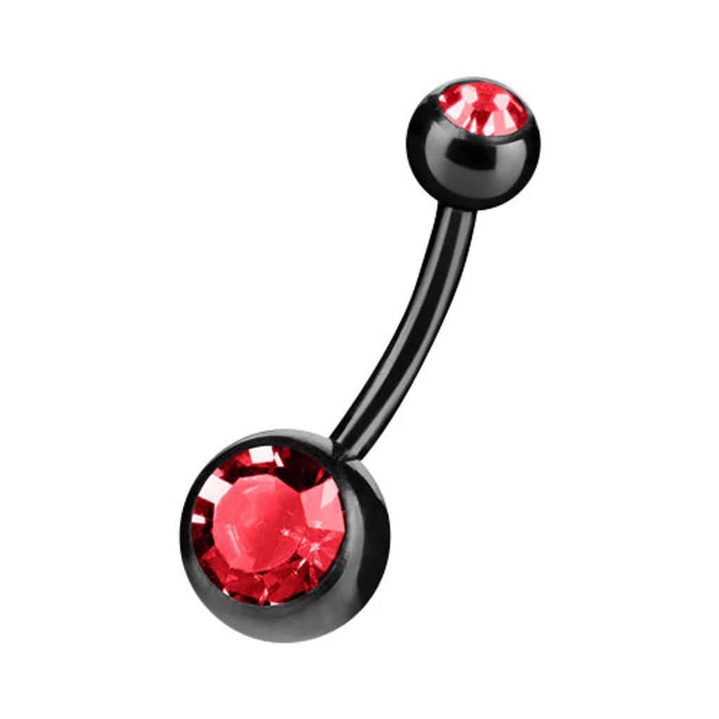 Taffstyle Bauchnabelpiercing Bauchnabelpiercing Stecker Schwarz Doppel Zirkonia Kristall, Rot
