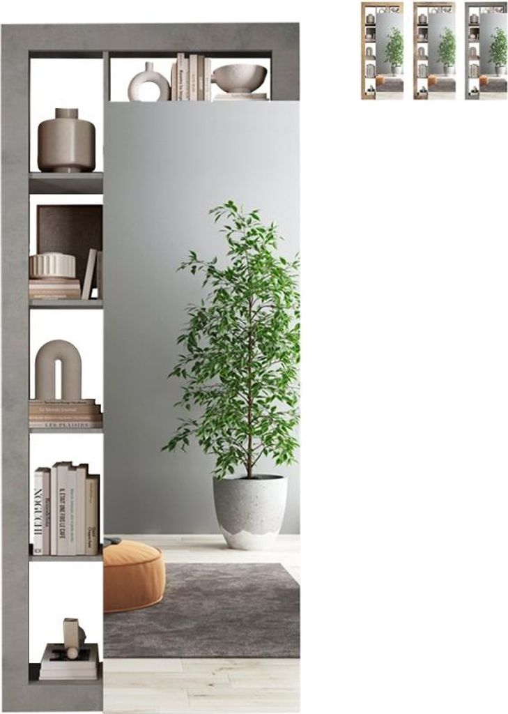 Moderne Garderobe-Garderobenschrank mit Spiegeltür und Kleiderstange für deinen Eingangsbereich - Mitral - Grau