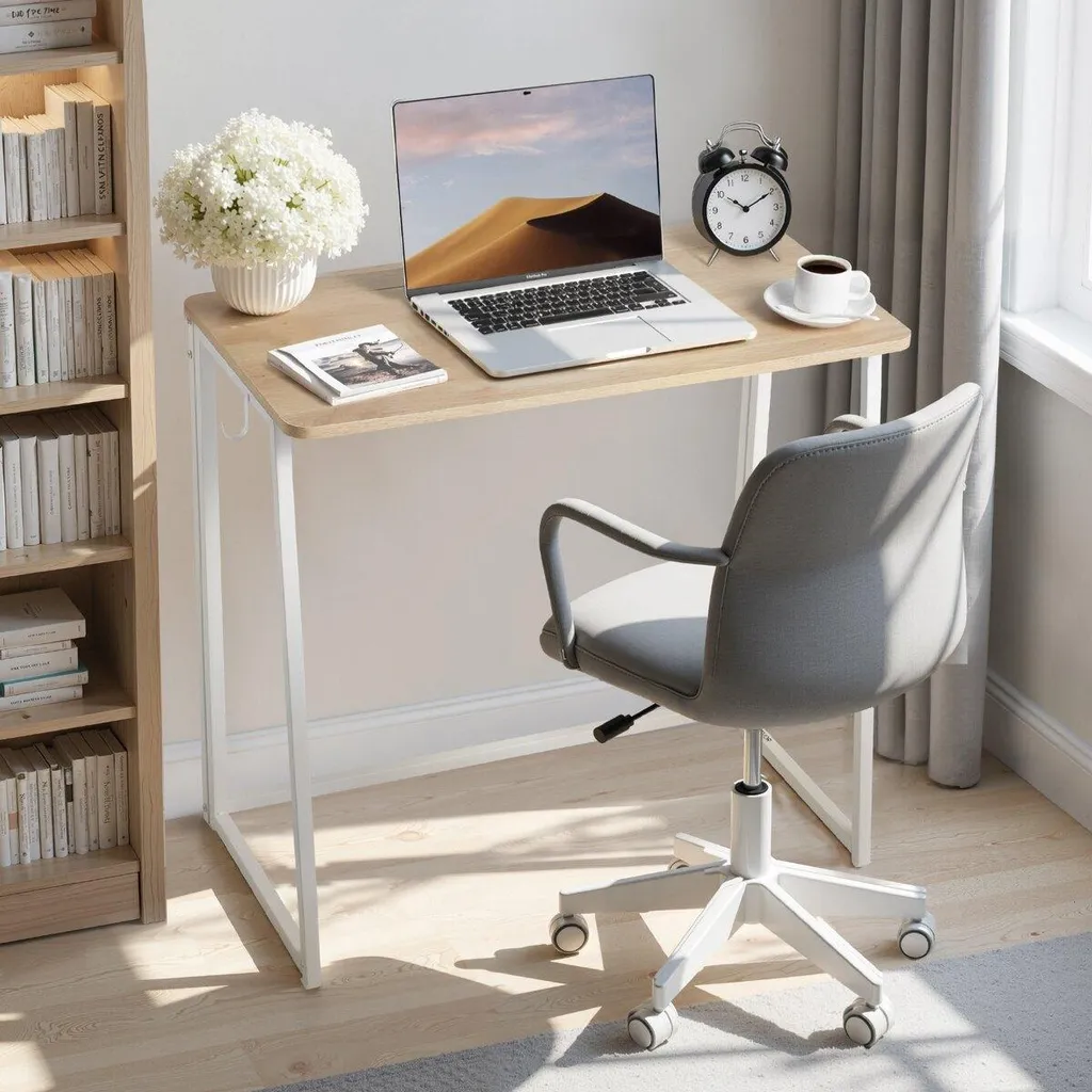 Bureau pliant peu encombrant pour optimiser une petite pièce, chêne - 8
