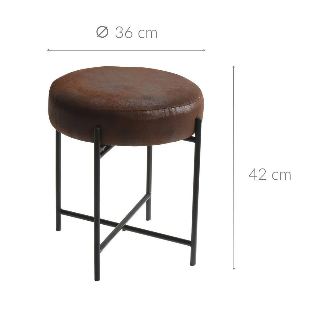Tabouret rond Ø 36 cm avec structure métallique robuste - Modèle Théo - 2