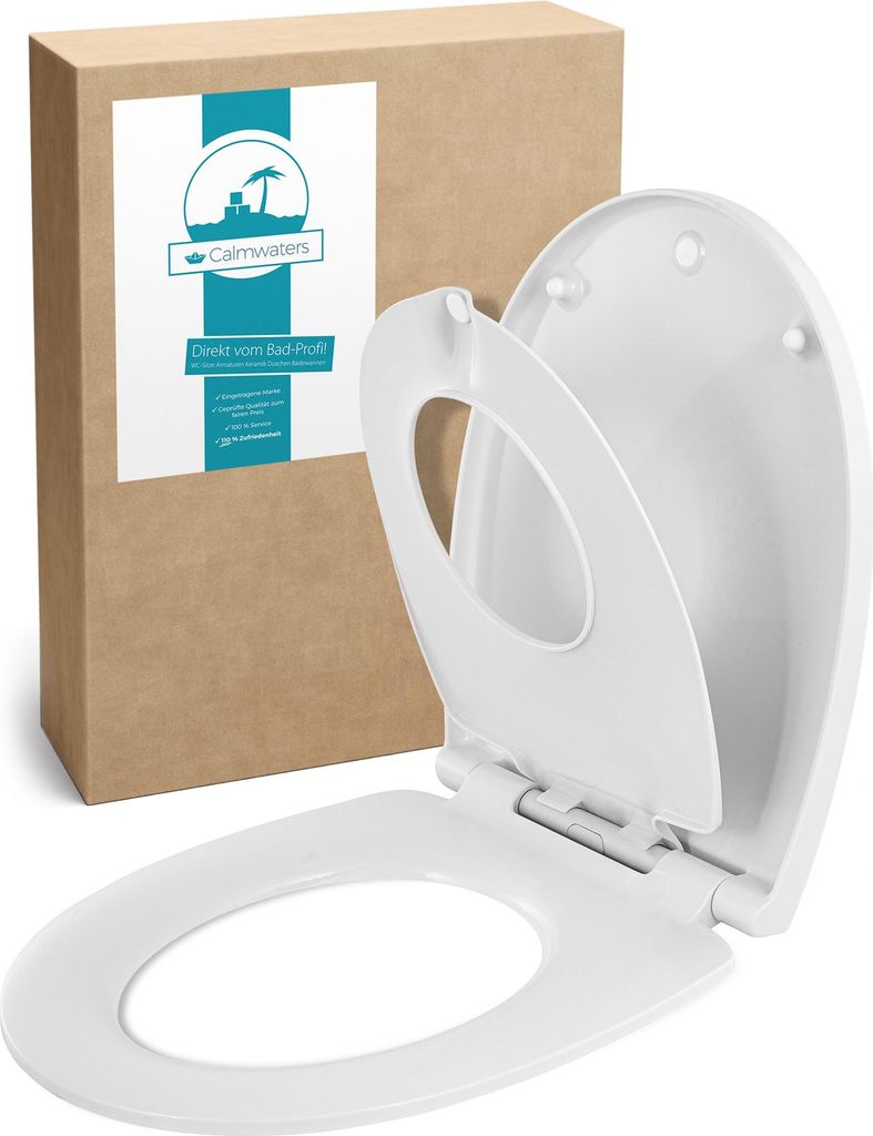 Calmwaters Familien WC-Sitz, Toilettendeckel mit integriertem Kindersitz, einzeln lösbar, Absenkautomatik, 2 Montage-Optionen von oben, abnehmba...