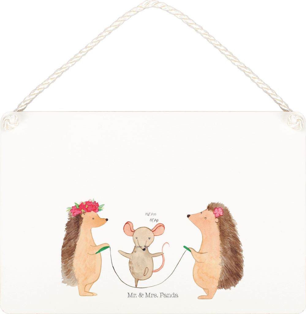 Mr. & Mrs. Panda Schild Igel Seilhüpfen DIN A4 - Weiß - Geschenk, Kinder, kleine aufmerksamkeit, Seilspringen, Kindergarten, Lustige Sprüche, wa...