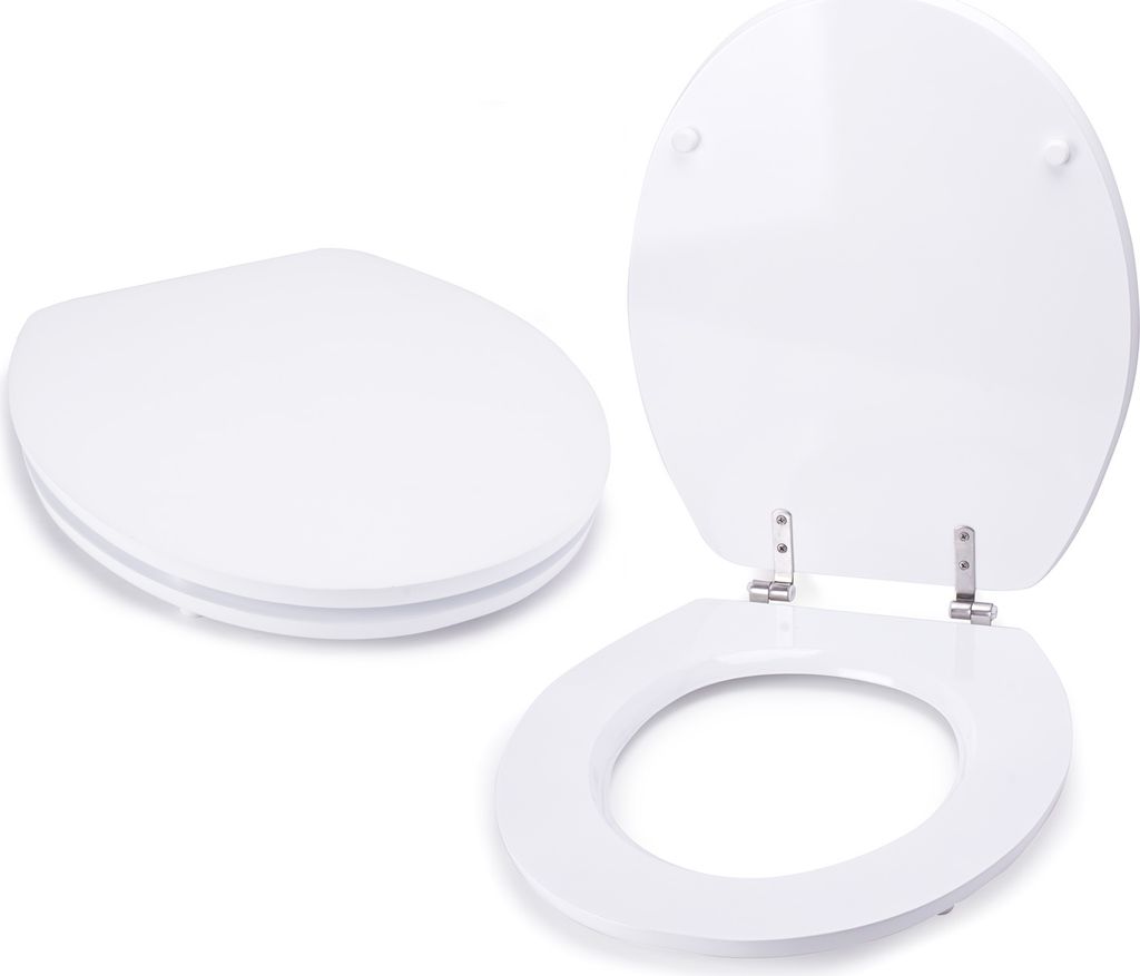 MSV Premium WC Sitz Toilettendeckel Klodeckel Acryl Scharniere aus Edelstahl - hochwertige und stabile Qualität - Weiß