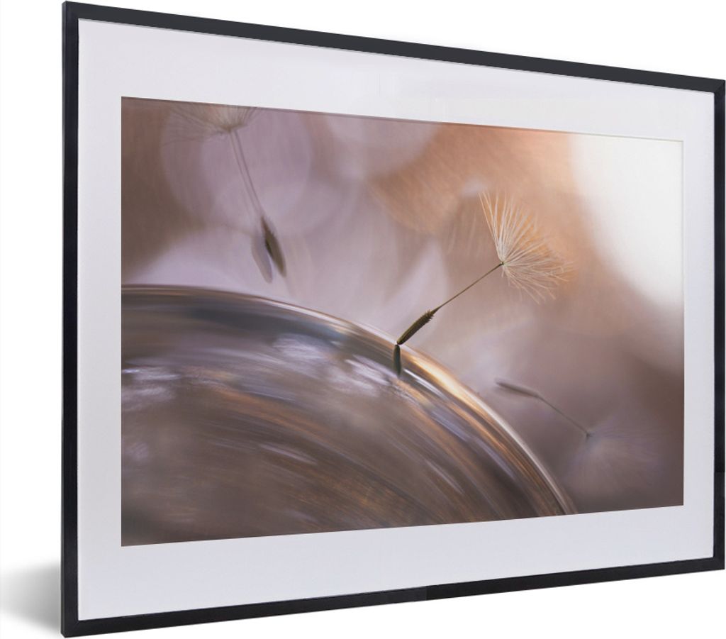 MuchoWow MuchoWow Gerahmtes Poster Löwenzahnsamen - Abstrakt - Himmel 40x30 cm - Poster mit zchwarzem Bilderrahmen - Bilderrahmen - Poster im ...