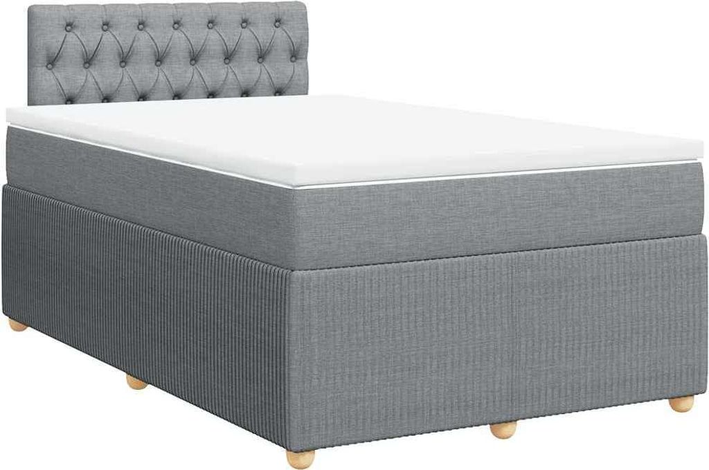 vidaXL Boxspringbett mit Matratze Hellgrau 120x190 cm Stoff