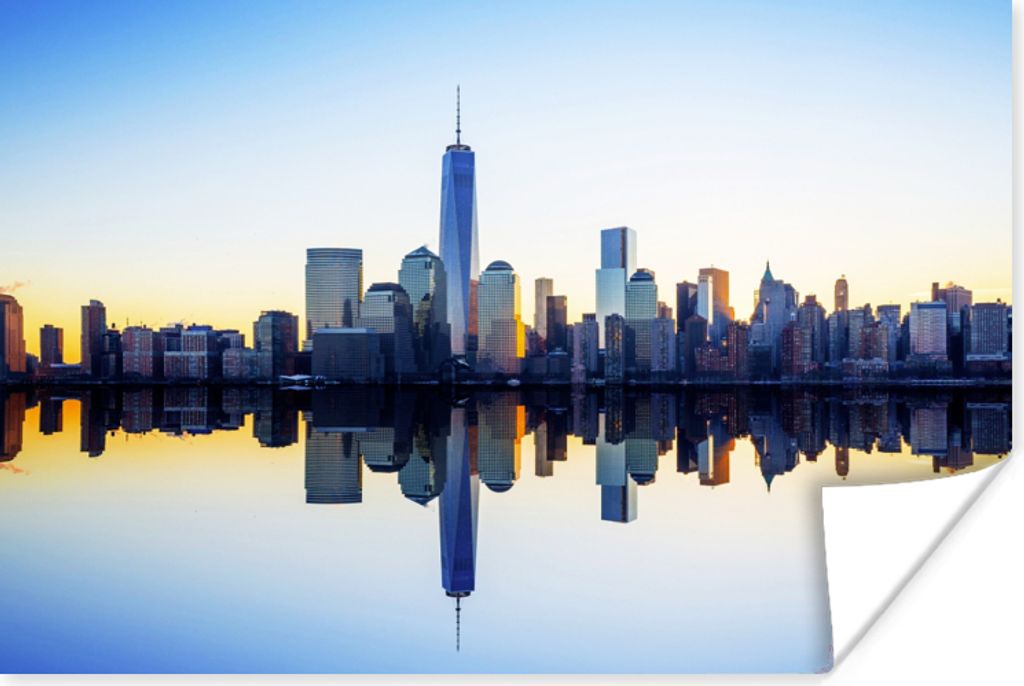MuchoWow Poster Skyline - New York - Wasser 30x20 cm - Plakate - Print