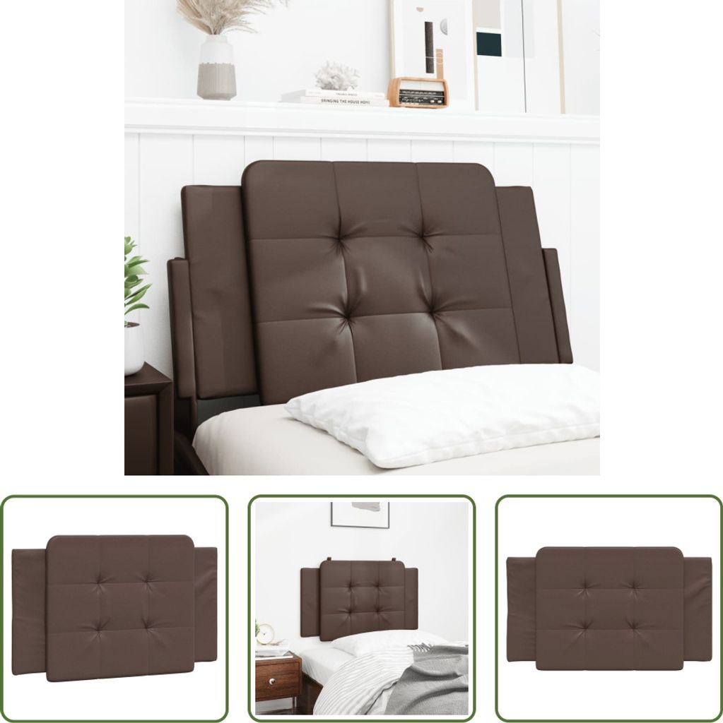 The Living Store Kopfteil-Kissen Braun 90 cm Kunstleder