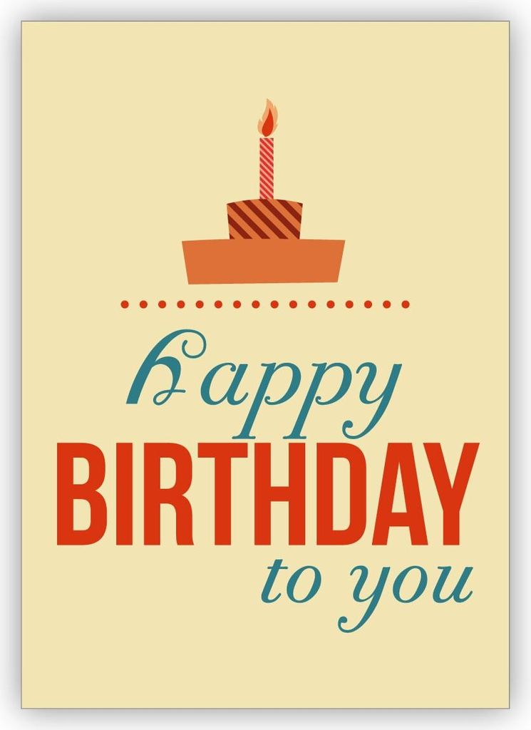 Typografische Retro Geburtstagskarte mit Typo Torte: Happy Birthday to you