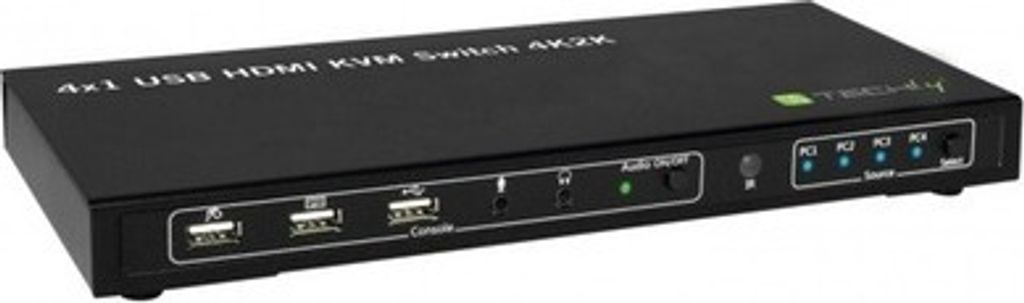 Techly 4x1 USB HDMI 4Kx2K IDATA KVM-HDMI4U KVM switch Black